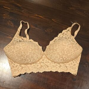 Maidenform Nude Floral Lace Longline Bralette Bra - 34D